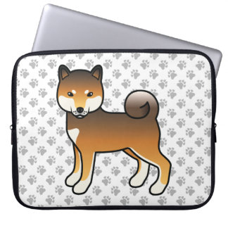 Red Sesame Shiba Inu Cartoon Dog Illustration Laptop Sleeve