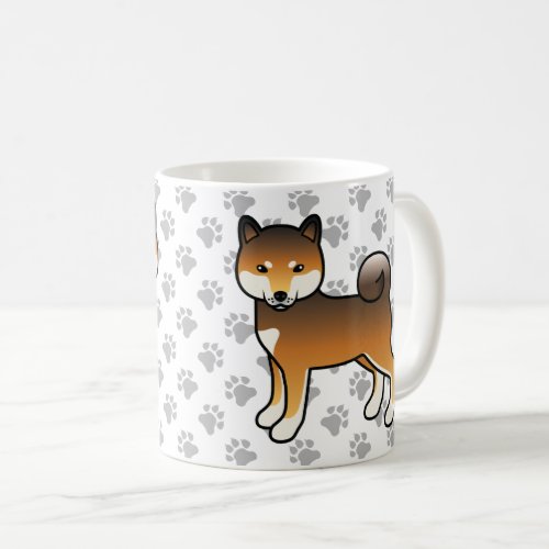 Red Sesame Shiba Inu Cartoon Dog  Paws Coffee Mug