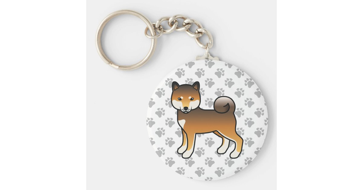Red Sesame Shiba Inu Cartoon Dog Paws Keychain Zazzle Com