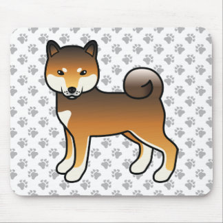Red Sesame Shiba Inu Cartoon Dog &amp; Paws Mouse Pad