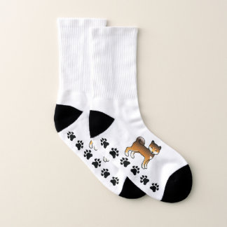 Red Sesame Shiba Inu Cartoon Dog &amp; Paws Socks
