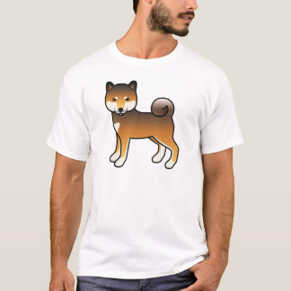 Red Sesame Shiba Inu Cute Cartoon Dog Illustration T-Shirt