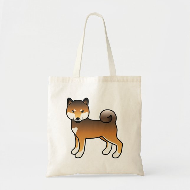 Red Sesame Shiba Inu Cute Cartoon Dog Illustration Tote Bag (Front)