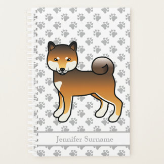 Red Sesame Shiba Inu Cute Dog And Paws &amp; Text Planner