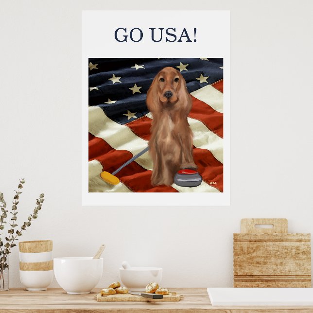 RED SETTER CURLING  POSTER (Kitchen)