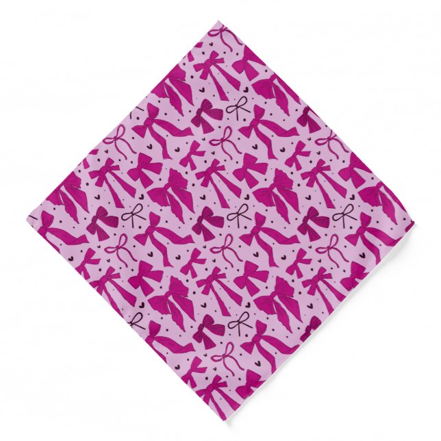 Red Shabby Chic Bows Pattern Bandana (Front)