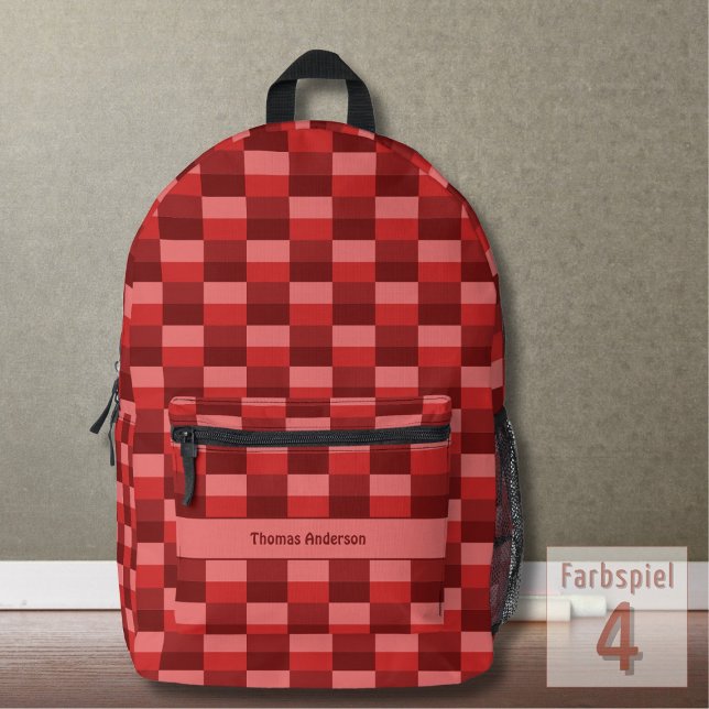 Red Shades Color Blocks Printed Backpack (Creator Uploaded)