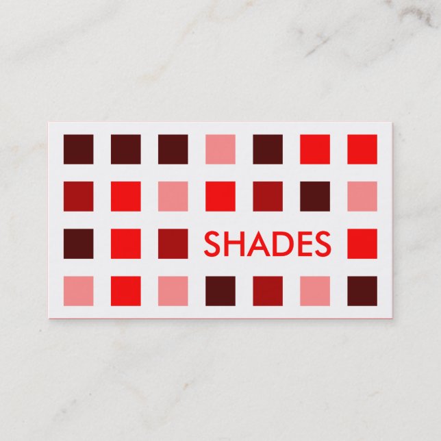 RED SHADES (mod squares) Business Card (Front)