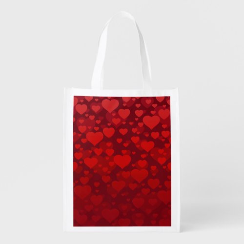 Red Shades of Hearts background motif Grocery Bag