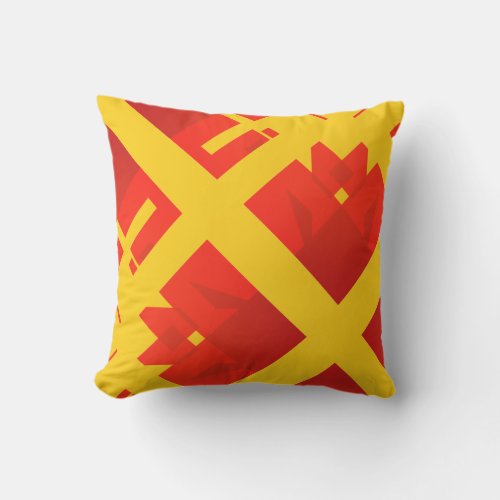 Red Shades on Golden Yellow Diagonal Design Outdoor Pillow
