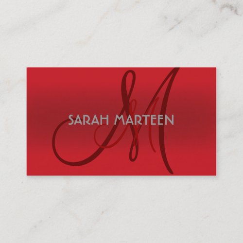 Red shades simple custom monogram business cards
