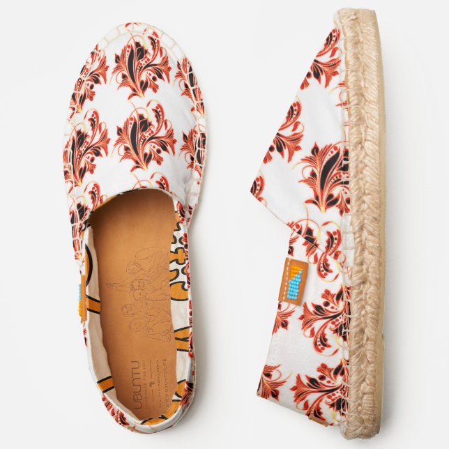 Red Shades with White Floral Pattern Slip-on Espadrilles (Side)