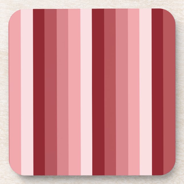 Red shadow stripes beverage coaster (Front)