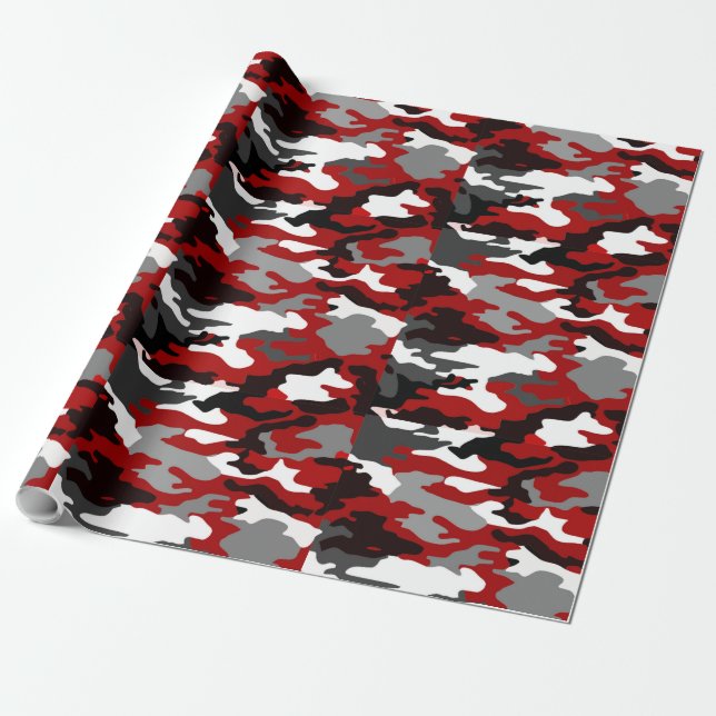 Red Shadows Camo Wrapping Paper (Unrolled)