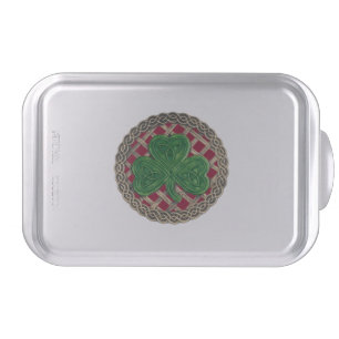 Red Shamrock On Celtic Knots Cake Pan