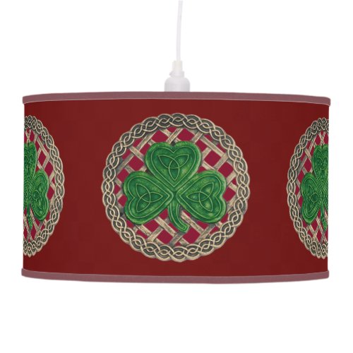 Red Shamrock On Celtic Knots Ceiling Lamp