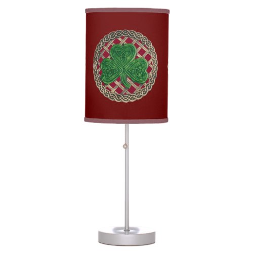 Red Shamrock On Celtic Knots Desk Lamp