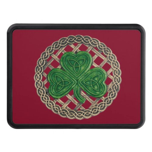 Red Shamrock On Celtic Knots Hitch Cover