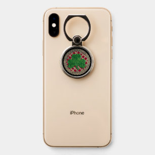 Red Shamrock On Celtic Knots Phone Ring Stand