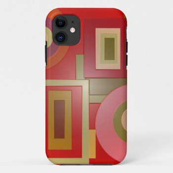 Red Shapes Pop Art Iphone 11 Case by BrightVibesElectric at Zazzle