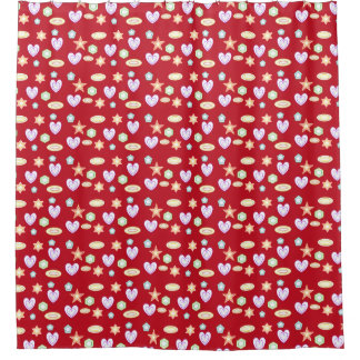 Red Shapes Shower Curtain
