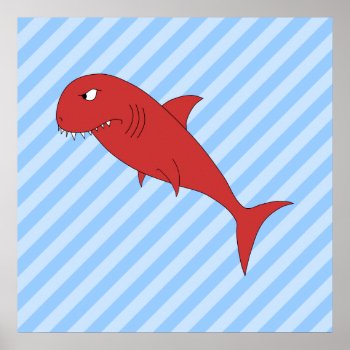 Red Shark. Poster by Animal_Art_By_Ali at Zazzle