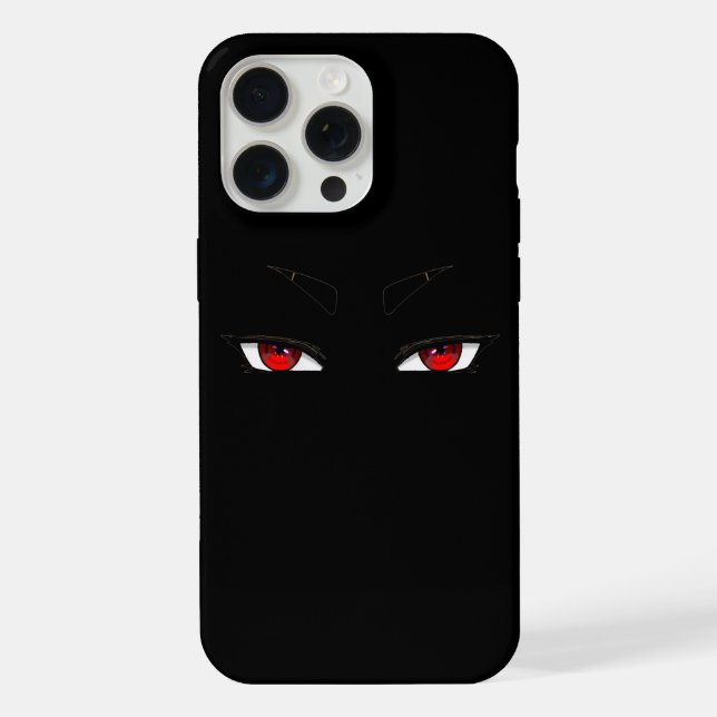 Red sharp anime eyes on iphon 15 pro max case (Back)