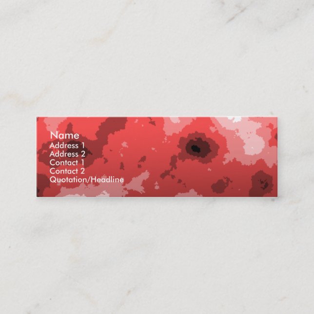 red sharp edge skinny business card. mini business card (Front)