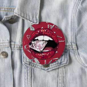 Red shattered glass and diamonds button