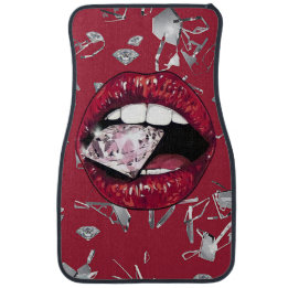 Red shattered glass and diamonds car floor mat