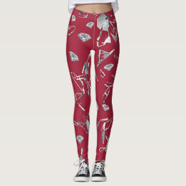 Red shattered glass and diamonds leggings