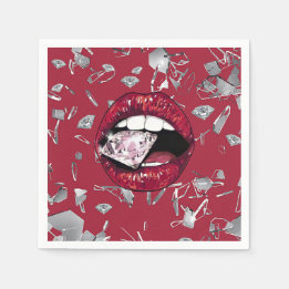 Red shattered glass and diamonds napkins