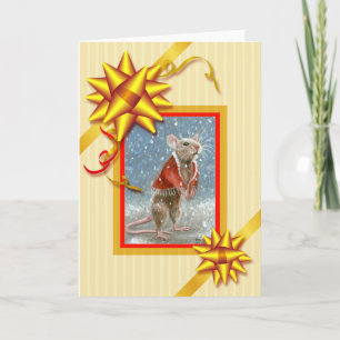 Red Shawl Rat Christmas Card