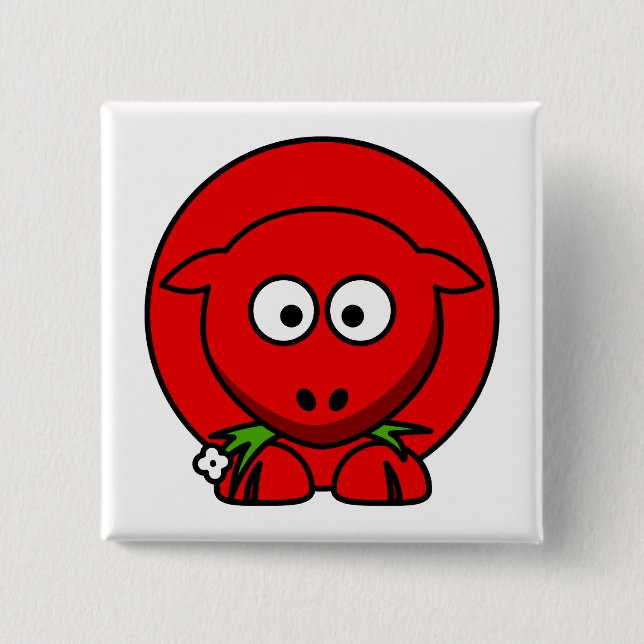 Red Sheep Pinback Button (Front)