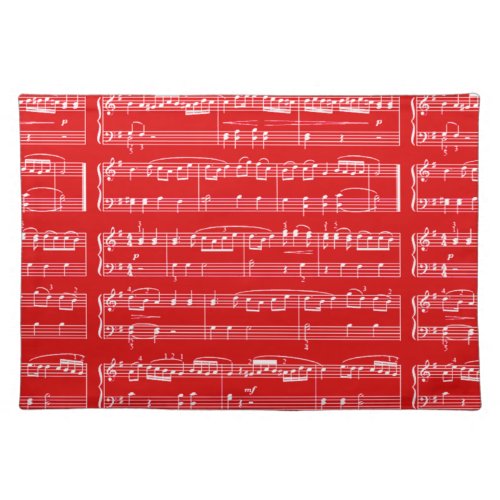 red sheet music cloth placemat