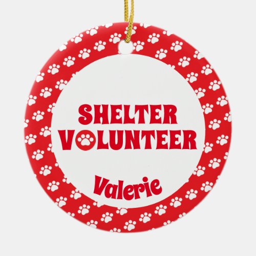 Red Shelter Volunteer Ceramic Ornament