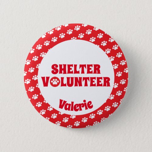 Red Shelter Volunteer ID Badge Button