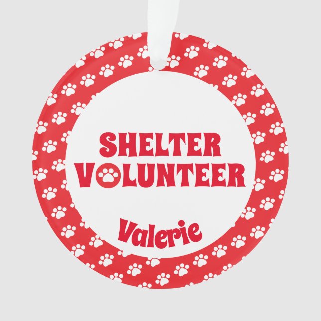 Red Shelter Volunteer Ornament (Front)
