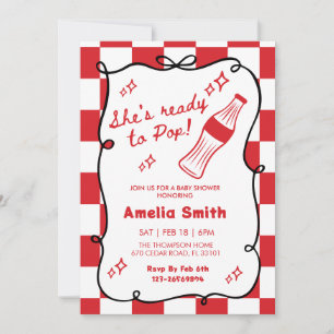 Red She's Ready to Pop cola Soda Baby shower  Invitation