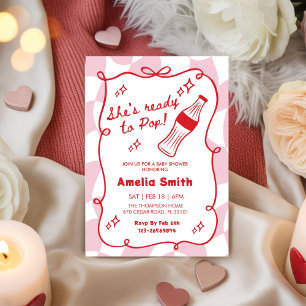 Red She's Ready to Pop cola Soda Baby shower Invitation