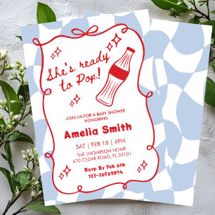 Red She's Ready to Pop cola Soda Baby shower  Invitation