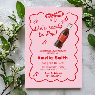 Red She's Ready to Pop Soda Baby shower Invitation