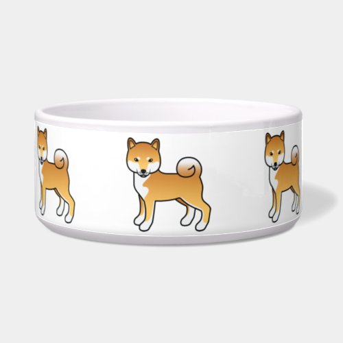 Red Shiba Inu Cute Cartoon Dog Bowl