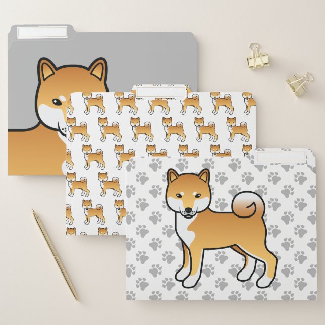 Red Shiba Inu Cute Cartoon Dog File Folder (Set)