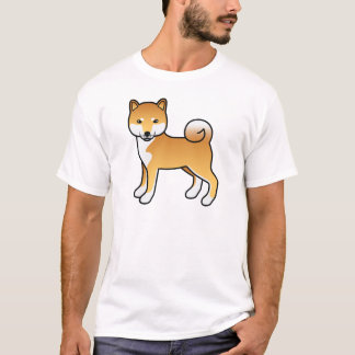 Red Shiba Inu Cute Cartoon Dog Illustration T-Shirt