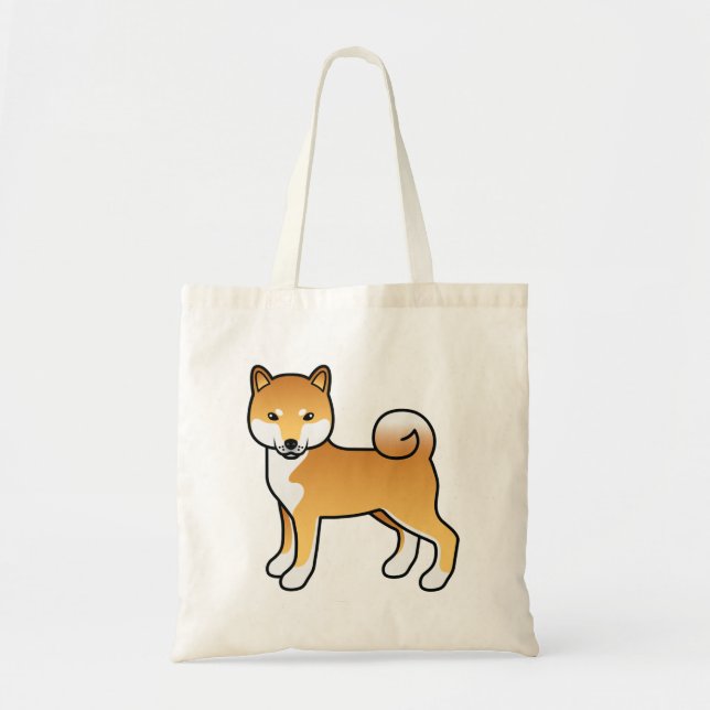 Red Shiba Inu Cute Cartoon Dog Illustration Tote Bag (Front)