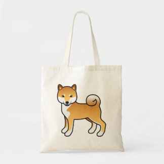 Red Shiba Inu Cute Cartoon Dog Illustration Tote Bag
