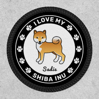 Red Shiba Inu Dog I Love My Shiba Inu &amp; Name Patch