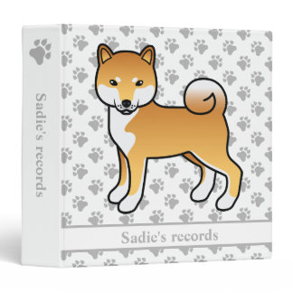Red Shiba Inu Dog &amp; Pet Records Text 3 Ring Binder
