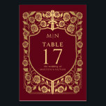Red Shield Medieval Fantasy Monogram Wedding  Table Number<br><div class="desc">Celebrate with this Royal Sword & Shield Medieval Fantasy Monogram design. This design is perfect for couples seeking a regal yet modern medieval fantasy esthetic. PLEASE NOTE: The gold featured in this design NOT real foil. Items are printed exactly as they appear on your screen when you add to the...</div>